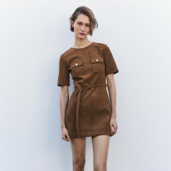 Zara Suede Dress Short Sleeve 4344/157 - Picture 1 of 3